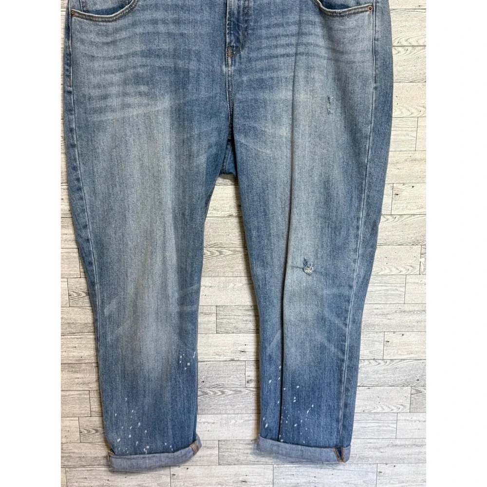 Old Navy Boyfriend‎ Jeans Womens 14 Light Wash Distressed Paint Splatter Relaxed